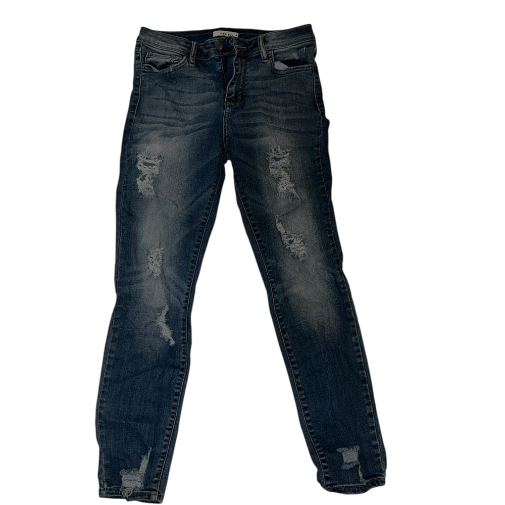 Distressed Skinny Jeans Blue Denim Cello Bohemian Casual Size 9
